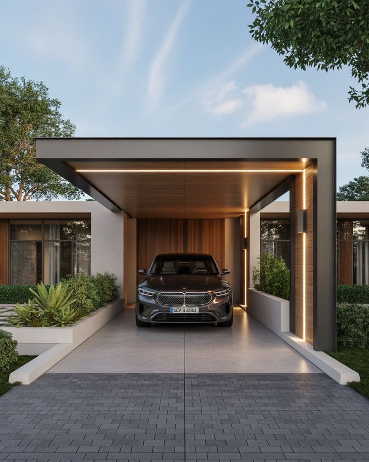 glass pergola car parking